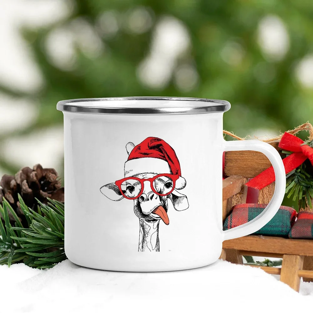 Wine Beer Coffee Drink - Menangani mug Enamel topi Santa hewan
