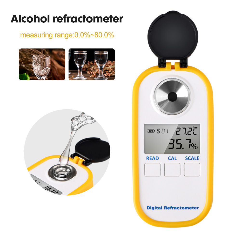 Wine Beer Spirits - Refraktometer alkohol Digital 0-80% tampilan LCD
