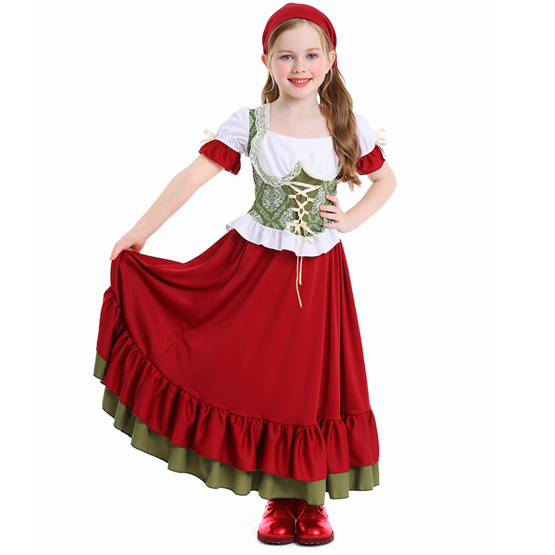 Wine Beer Europe - Kostum Anak-anak Oktoberfest Gaun Gadis Pertanian